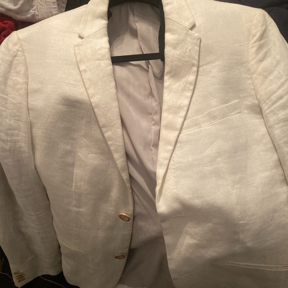 Zara White Sport Coat with Notched Lapel